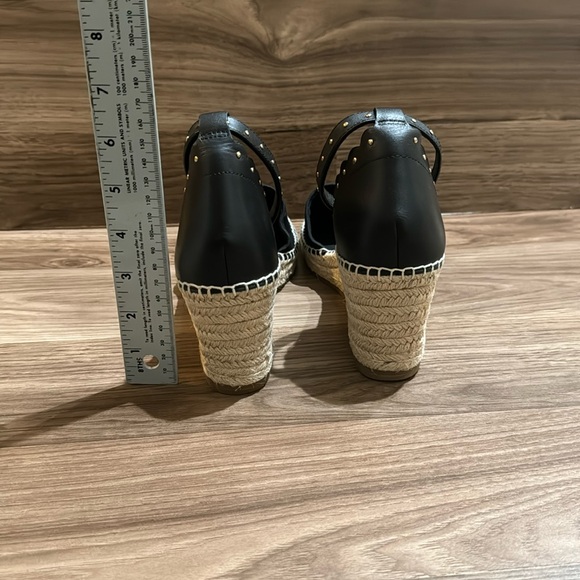 Kate Spade Black Palma Espadrilles Ankle Strap Gold Tone Accent Wedge 8 NWOB - Picture 15 of 17